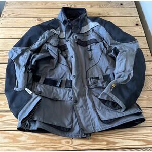 Olympia Moto Sports Padded Riding Jacket Size XL Men’s Gray Black Full Zip